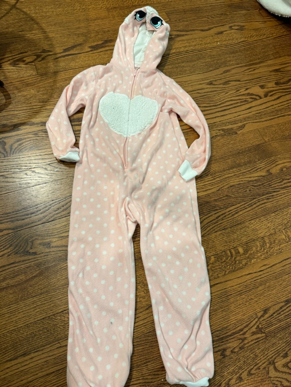 Cat & Jack Pink Polka Dot Hooded Fleece Onesie